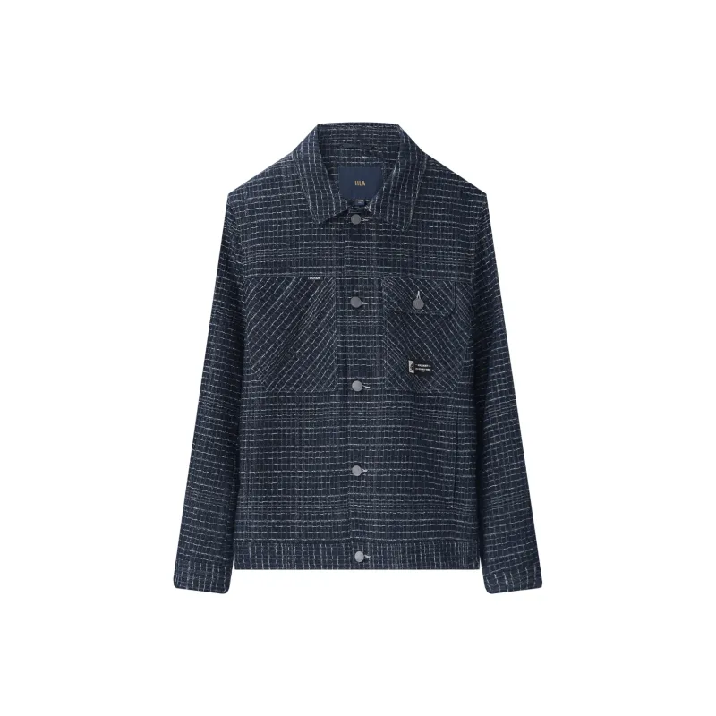 HLA Jackets Men Denim Blue Pattern S6-0