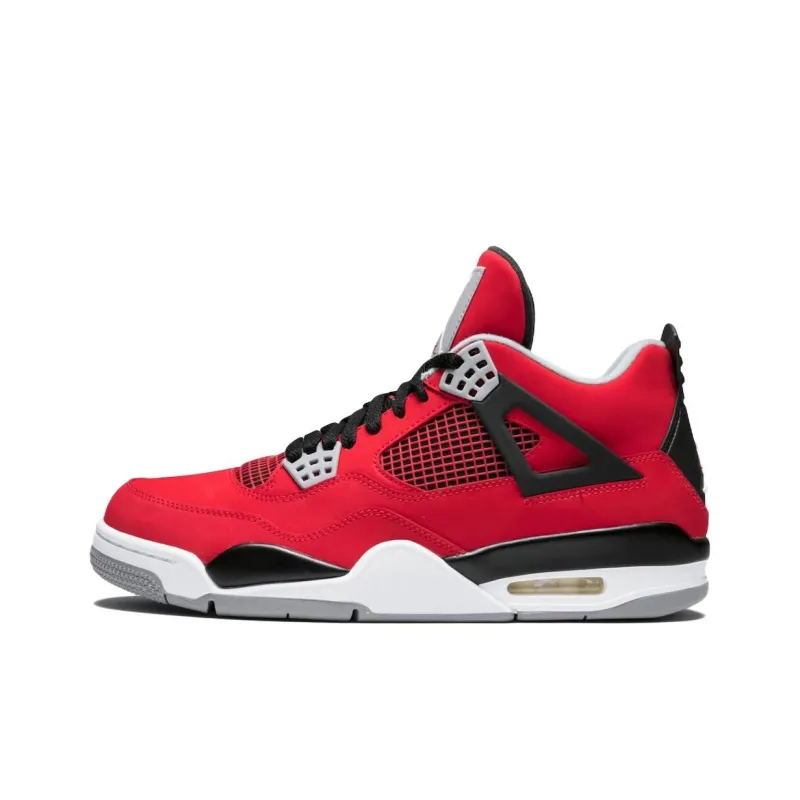 Jordan Air Jordan 4 Anti Slip Wear Resistant Low Top Vintage Basketball Shoes Unisex Black Red-0