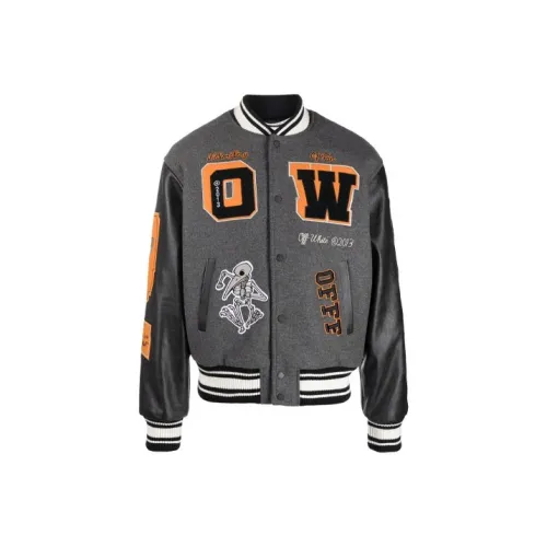 OFF WHITE Patch Embellished Varsity Bomber Jacket