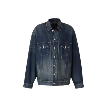 Balenciaga Logo Printed Oversized Denim Jacket