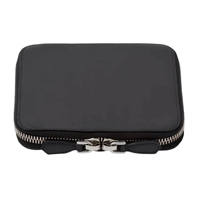 PRADA Calfskin Leather Storage Bag Unisex Black-3