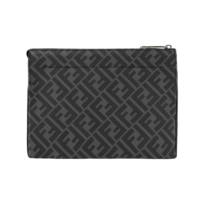 FENDI Calfskin Handbags Wrist Bags Clutches Men's Gray-2