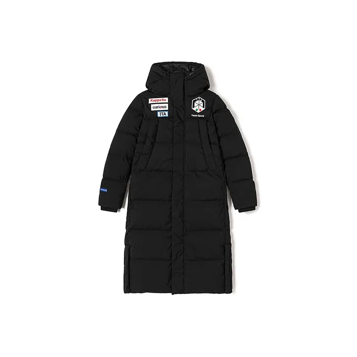 Kappa Letter Hooded Long Down Jacket Unisex-4