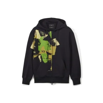 Y 3 Logo print Zip up Cotton Hoodie