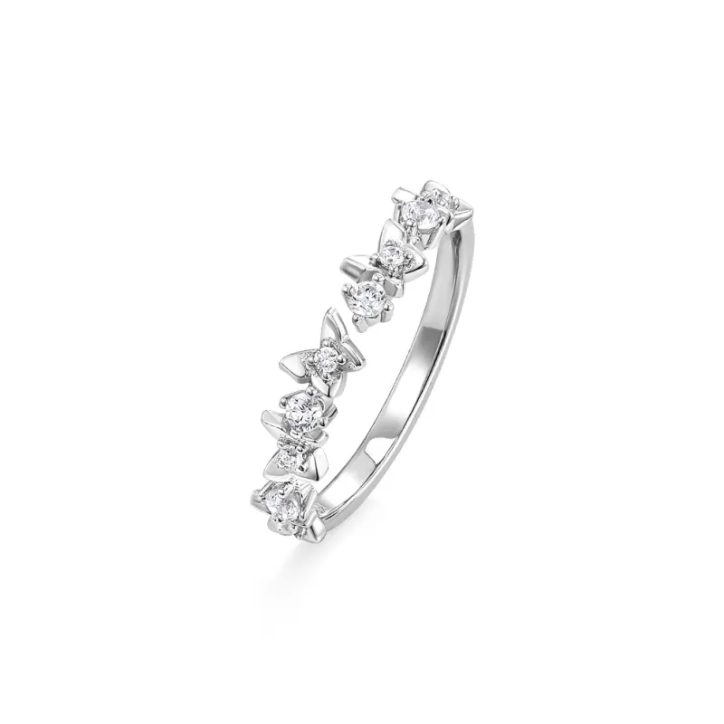 KADER Shimmering Butterfly Dance Series 925 Sterling Silver Rings Women's Silver-0