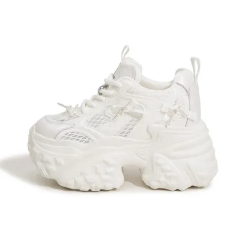 Milan Love Song Breathable Lightweight Height Increasing Low Top Chunky Sneakers Women's Solid Color