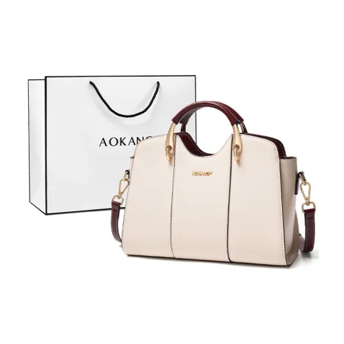 AOKANG Cow Leather Mom Bag Shoulder Bag Gancini Handbag Gancini Crossbody Bag Regular Women's Nappuri Apricot/Hepburn Black