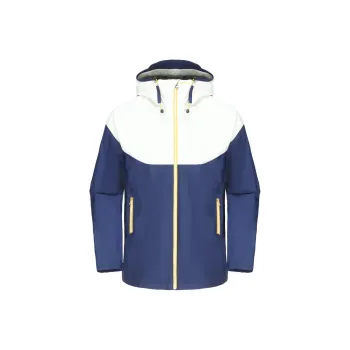 DECATHLON Hiking Water Resistant Windproof Breathable Wear Resistant Windbreaker Jacket Men's Navy Blue/Ecru
