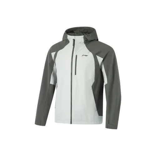 LiNing Fitness Series Warm Water Repellent Windbreaker Jacket Men's Waterdrop Gray/Obsidian Gray
