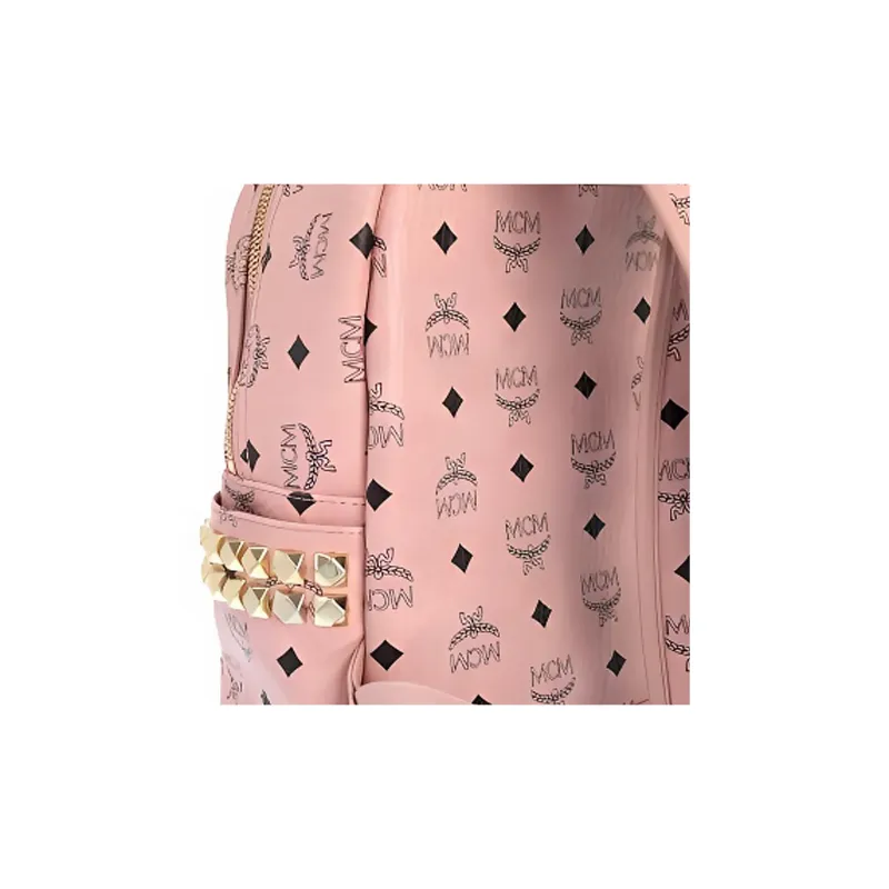 MCM Stark Side Studs Backpack Visetos Small Soft Pink-3