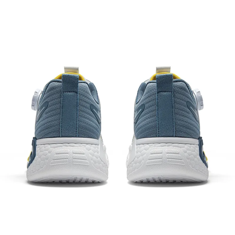 Warrior Anti Slip And Wear Resistant Height Increasing Low Top Casual Running Shoes Men's White Mist Blue Yellow-4