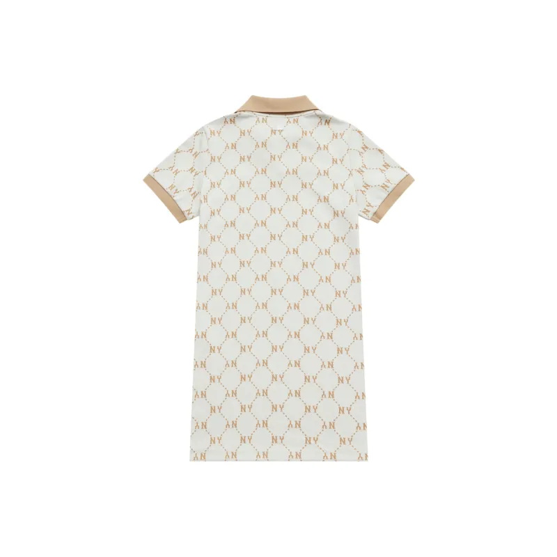 MLB MONOGRAM Collection New York Yankees SS25 Short Sleeved Dress Women's Ivory White-1