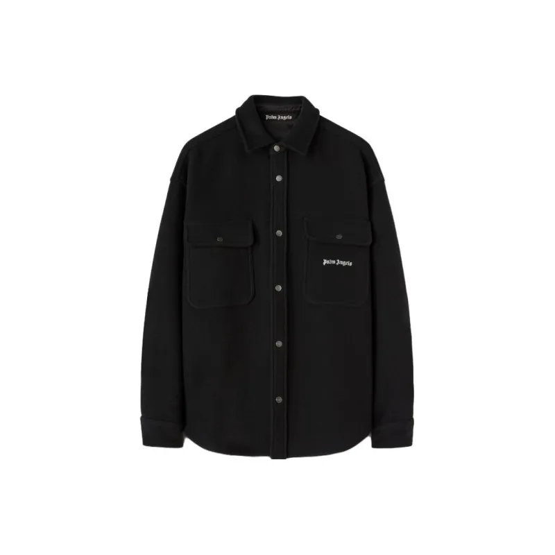 PALM ANGELS Logo Embroidered Twill Overshirt-0