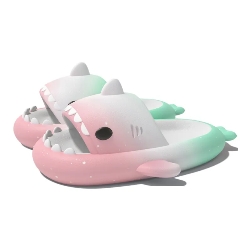 LATE TIME Gradient Shark Slippers For Women's Summer Outerwear, Platform Slip Resistant Indoor Home Slippers, Unisex-16