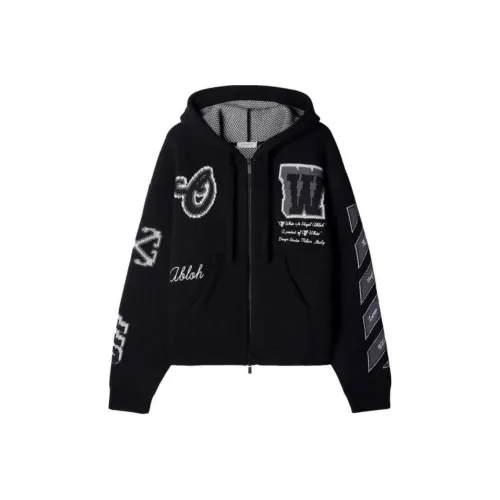 OFF WHITE Zip Up Drawstring Hoodie