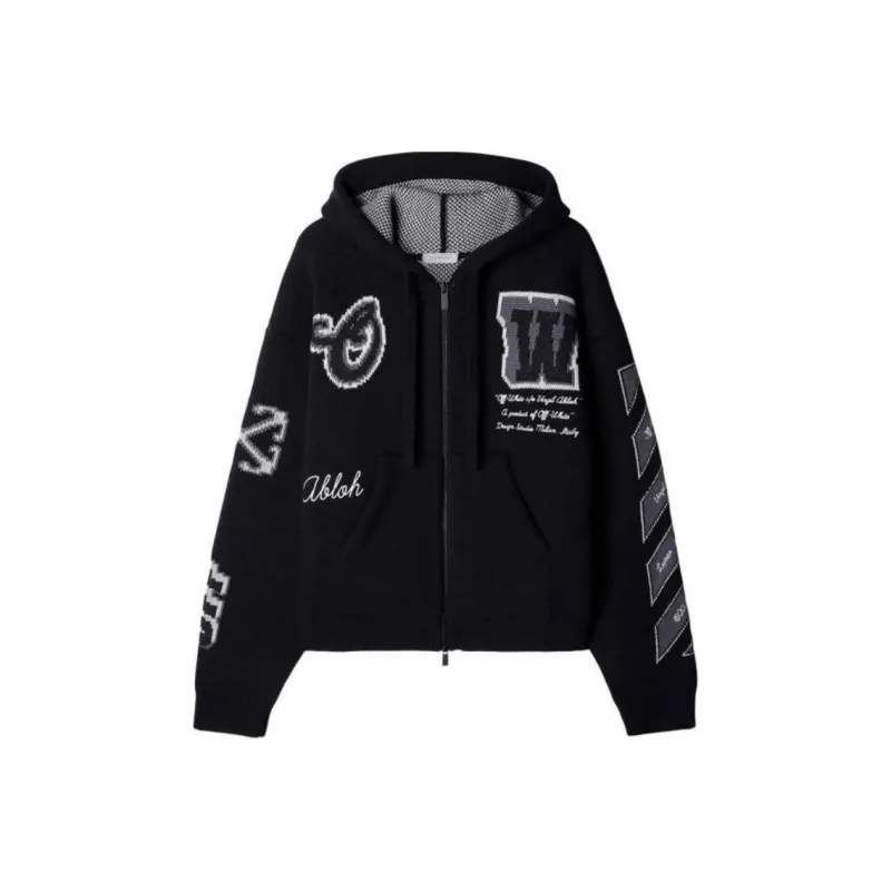 OFF-WHITE Zip-Up Drawstring Hoodie-0