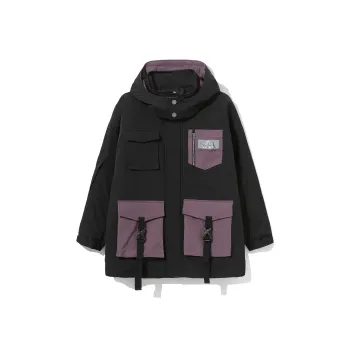 Clubxxhh Cartoon Hand-Drawn Hooded Loose Fit Thickened Puffer Jacket Unisex Black