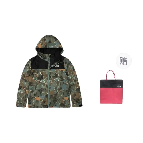 THE NORTH FACE Waterproof And Windproof Windbreaker Jacket Men's Green+Shopping Bag