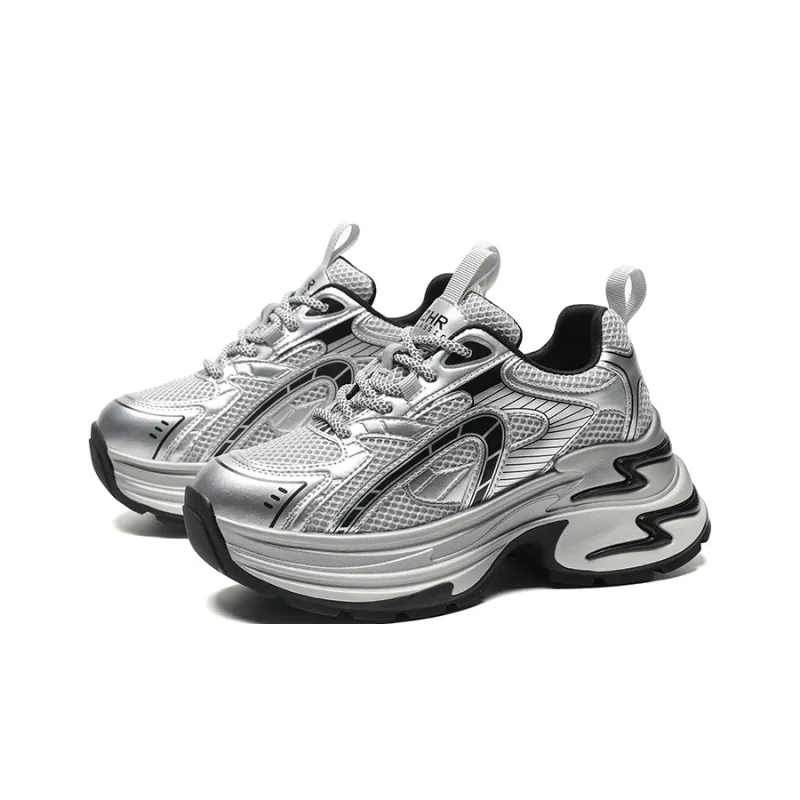 ZHR Lightning Wear resistant And Lightweight Low Top Chunky Sneakers Women's Silver Gray-1