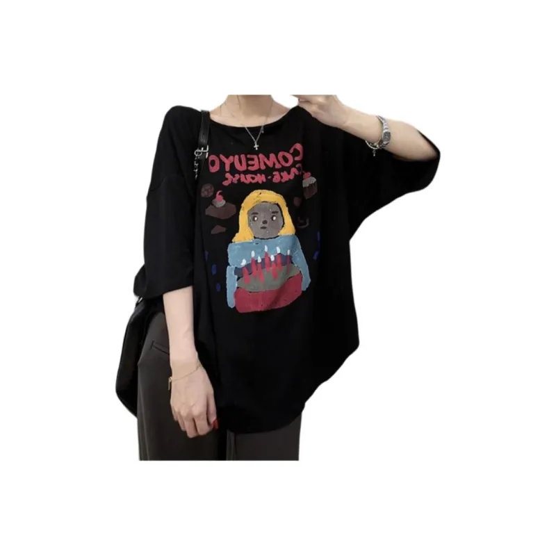 Mu Xiao Xin Drop Shoulder Sleeve T Shirt Women's-3