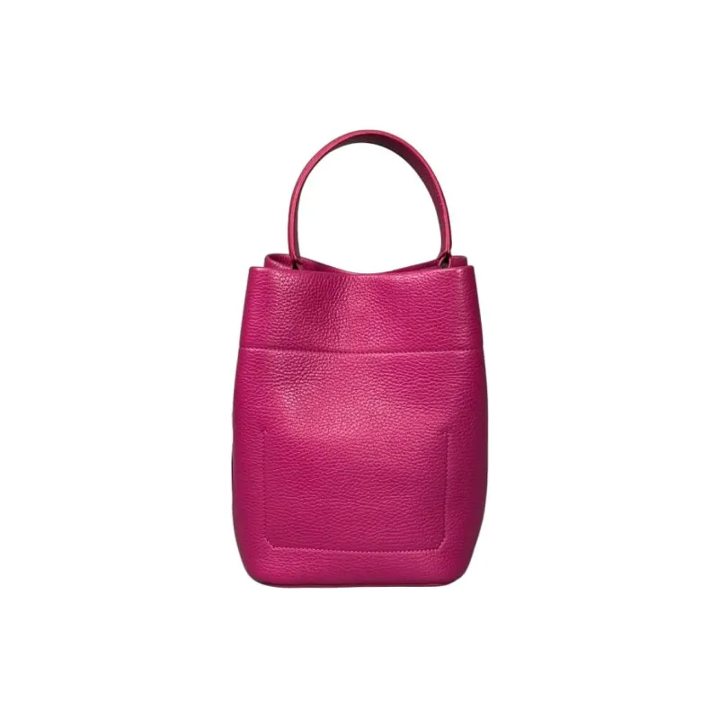 BPRIME Solid Color Bucket Bag, One Shoulder Handbag Women's Rose Red-2