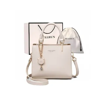 Bullrun Cow Leather Shoulder Bag, Crossbody Bag, Handbag Women's Ecru