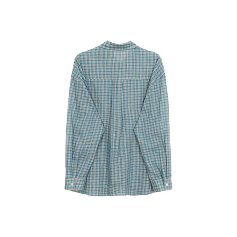 Mu Xiao Xin Shirt Women's Blue Plaid-1