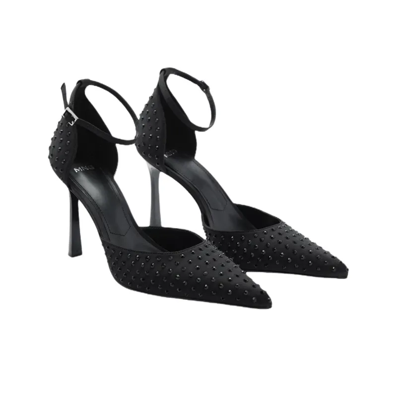 MANGO Slim Heel High Heels 9.4cm Women's Black-3