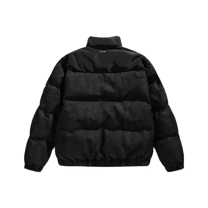 FORHUG Turtleneck Loose Fit Long Sleeved Puffer Jacket Unisex Black-0
