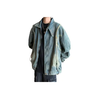 FONDLOOK Denim Jackets Unisex Blue
