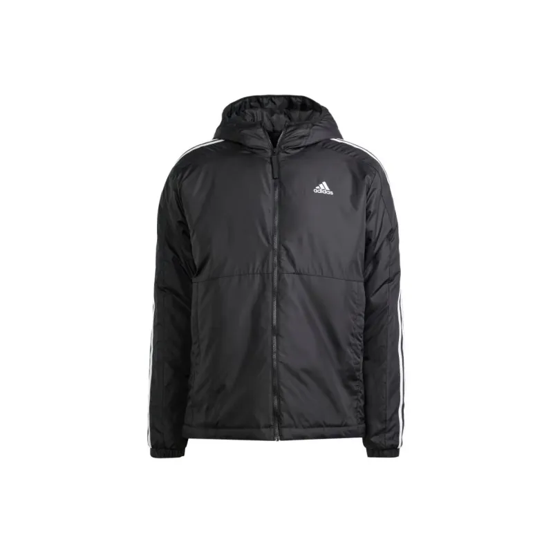 Adidas ESSENTIALS 3 STRIPES INSULATED HOODED JACKET Jackets & Coats Men's Black-0