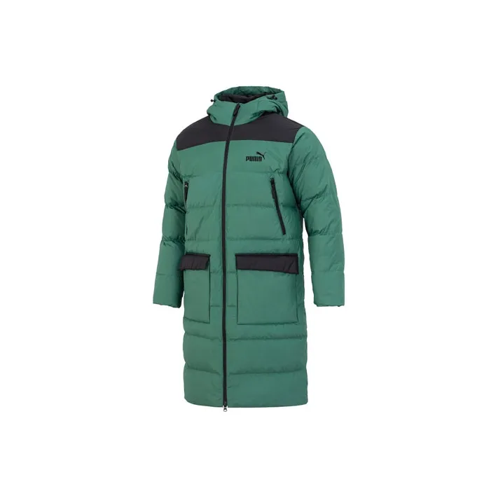PUMA Hooded Fitted Long Sleeved Down Jacket Men's Green-0