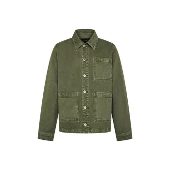 URBAN REVIVO Denim Jackets Men Gray Green