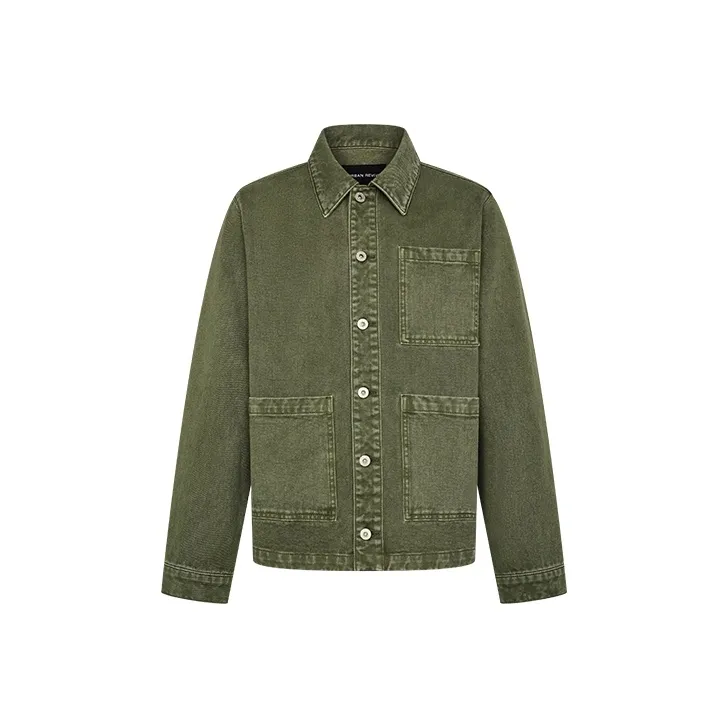 URBAN REVIVO Denim Jackets Men Gray Green-0