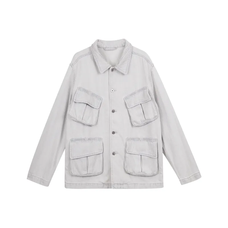 SIMPLE PROJECT Jacket Unisex Gray White-0