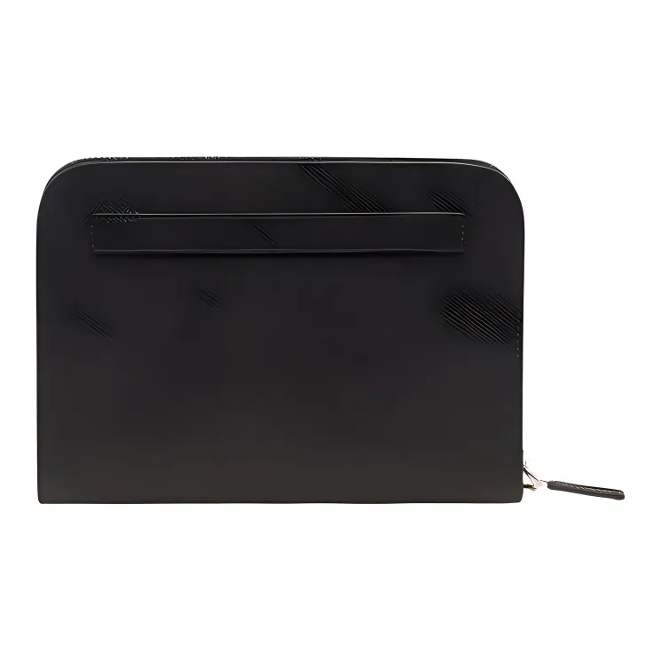 PRADA Saffiano Calfskin Clutch Men's Black-2