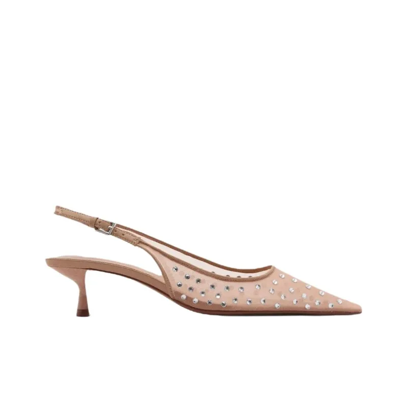MANGO Party Slim Heel High Heels 5cm Women's Nude-1
