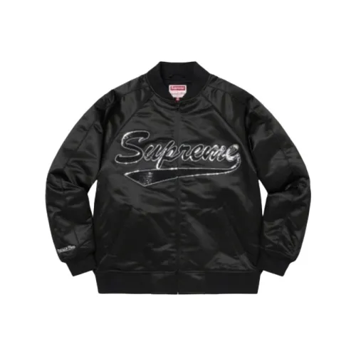 Supreme Mitchell & Ness Sequin Logo Varsity Jacket