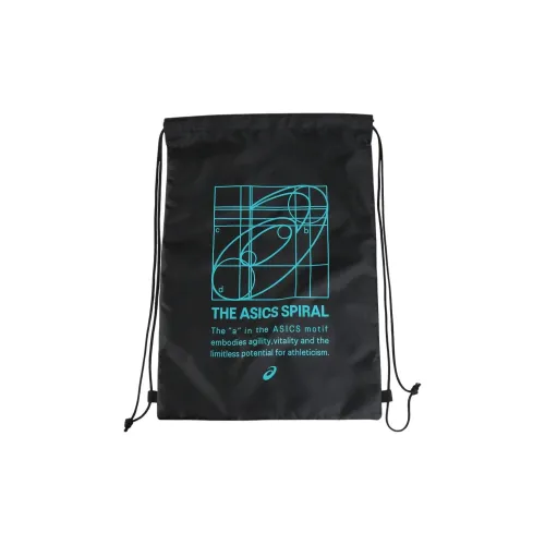Asics Polyester Backpack Large Size Unisex Black & Blue