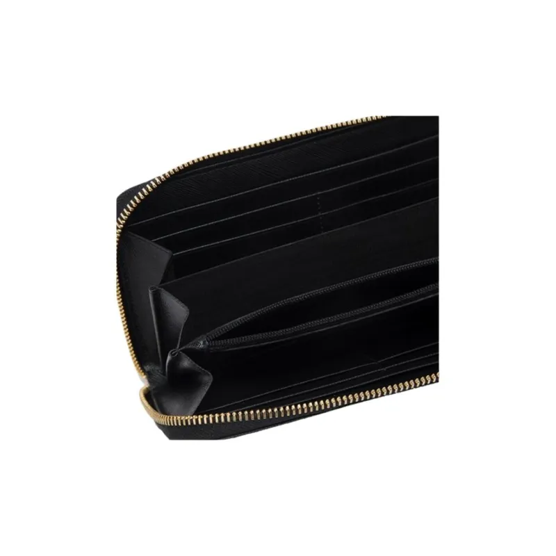 FERRAGAMO Cow Leather Wallet Women's Black Gold-4