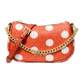 MICHAEL KORS Carmela Artificial Leather Portable Crossbody Bag, Shoulder Bag Small Size Women's Orange Red & White