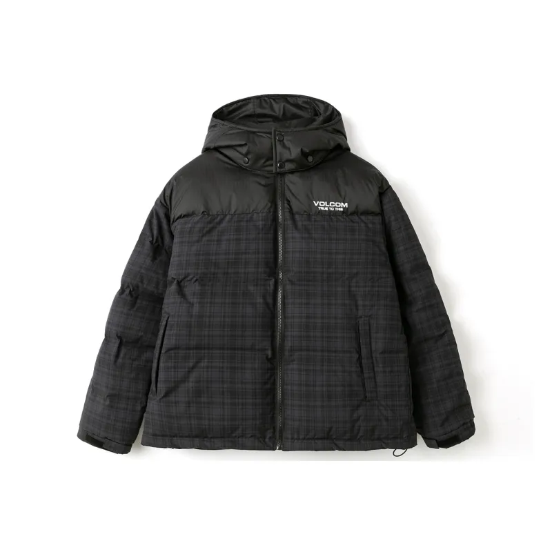 VOLCOM FW22 Letter Camouflage Colorblock Hooded Loose Fit Thickened Down Jacket Unisex-2