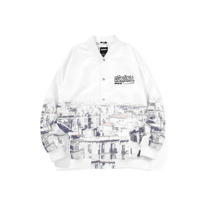 GENANX Baseball Jacket Unisex White-0