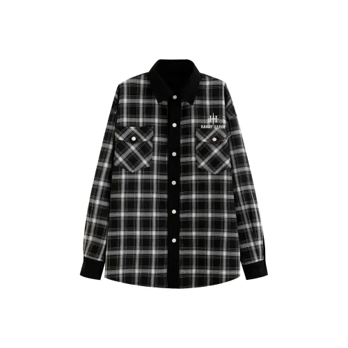 HARDY HARDY 데님 & 블랙 & 그레이 체크무늬 남녀공용 자켓