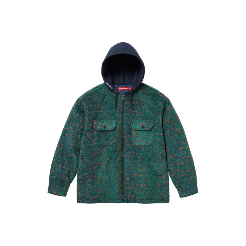Supreme Fleece Zip Up Hooded Shirt-2
