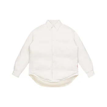 EMPTY REFERENCE Lapel Puffer Jacket Unisex Gray White