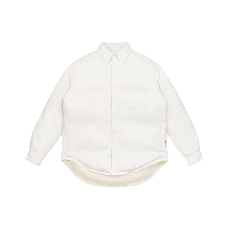 EMPTY REFERENCE Lapel Puffer Jacket Unisex Gray White-0