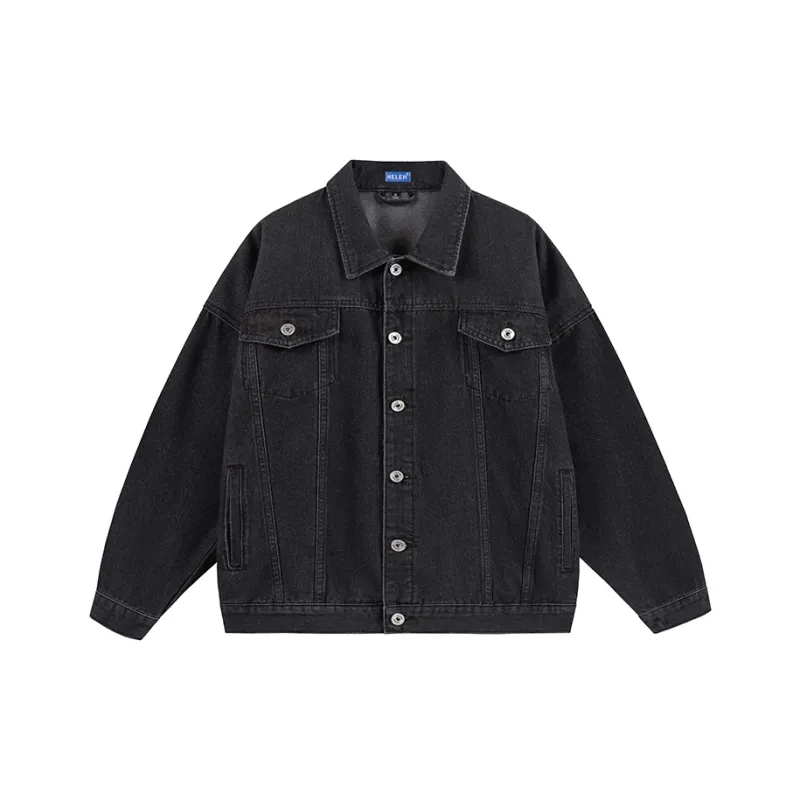 HELEH Denim Jacket Men's Black Gray Color-0