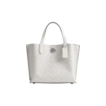 COACH Willow Coated Canvas Tote Bag, Shopping Bag, Shoulder Bag, Crossbody Bag, Handbag Medium Size Women's Chalk White