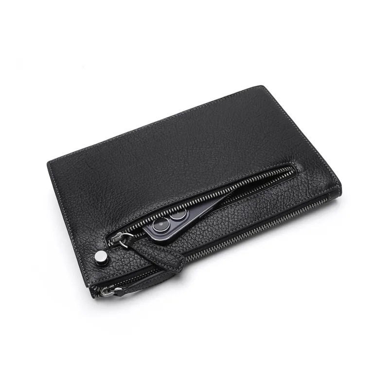 ELLE HOMME Cow Leather Clutch Regular Men's Black-4